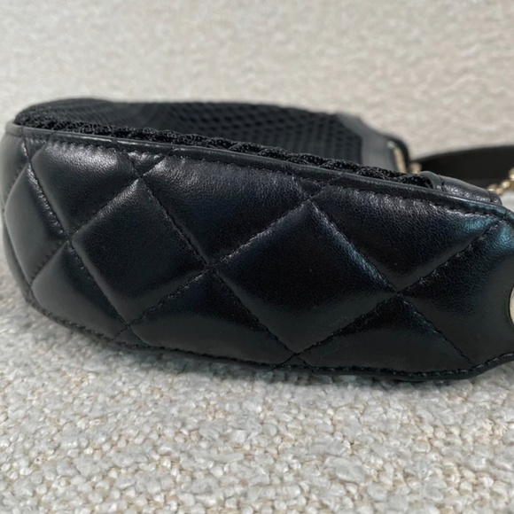 Authentic Chanel Mesh, Shiny Lambskin & Gold-Tone Metal Black Clutch On Chain - Picture 7 of 11
